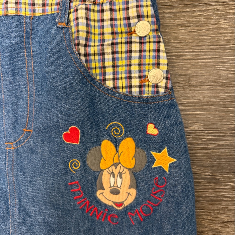 Disney Denim Overall Dress with Yellow Plaid Accents - Picture 2 of 7